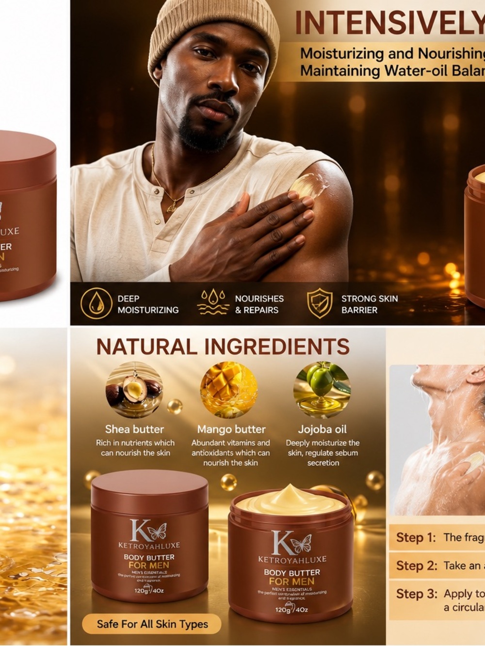 Body Butter for Men — Nourishing Brown Moisturizer